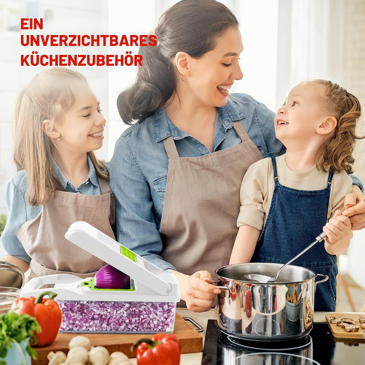 MAIPOR Gemüseschneider - Zwiebelzerkleinerer - Multifunktionaler 15 in 1 Profi Lebensmittelzerkleine