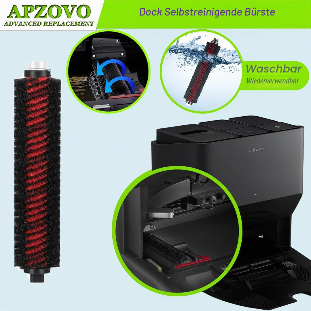 Zubehör für Roborock S8 Pro Ultra, Ersatzteil Set für Roborock S8 Pro Ultra, 2 Gummibürsten 4 Staubb