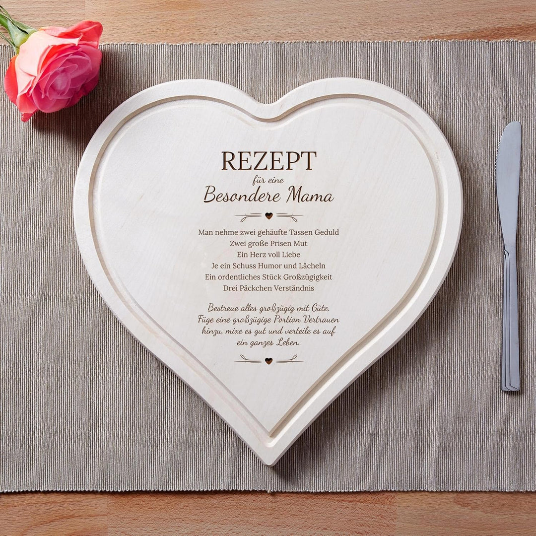 Herz Schneidebrett mit Gravur für Mama, Holz Frühstücksbrett, Muttertagsgeschenk, Schneidebretter, F