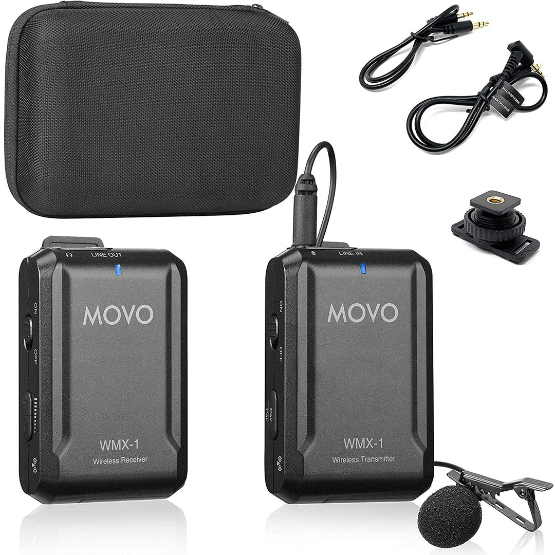 Movo WMX-1 2.4GHz Drahtloses Lavalier-Mikrofonsystem, kompatibel mit DSLR-Kameras, Camcordern, iPhon
