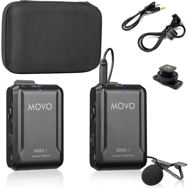 Movo WMX-1 2.4GHz Drahtloses Lavalier-Mikrofonsystem, kompatibel mit DSLR-Kameras, Camcordern, iPhon