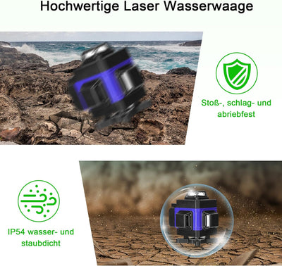 Kreuzlinienlaser Hancaner laser wasserwaage mit Stativ 4 x 360 ° 16 Linien-selbstnivellierendes Lase