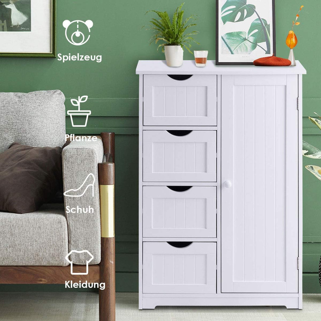 GIANTEX Sideboard Badezimmerschrank, Aufbewahrungsschrank Badschrank aus Holz, Badezimmer Kommode mi