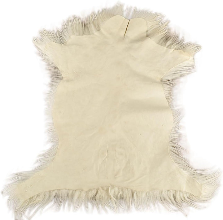 ZIEGENFELL Creme Weiss Champagner LANGHAAR CA. 70 x 50 cm DEKO Fell VON KUHFELLE ONLINE