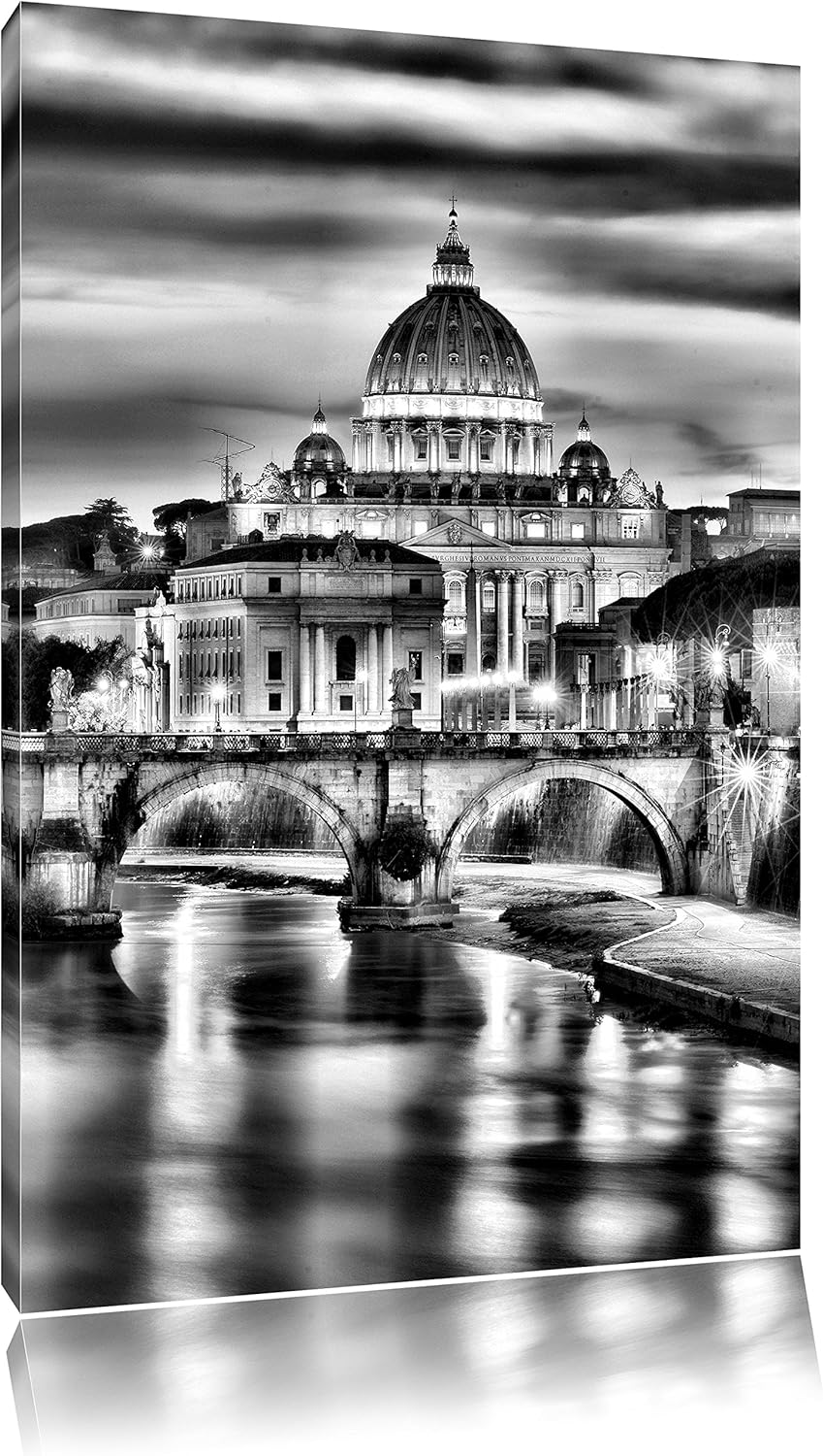 Pixxprint Vatikan Petersplatz / 100x70cm Leinwandbild bespannt auf Holzrahmen/Wandbild Kunstdruck De