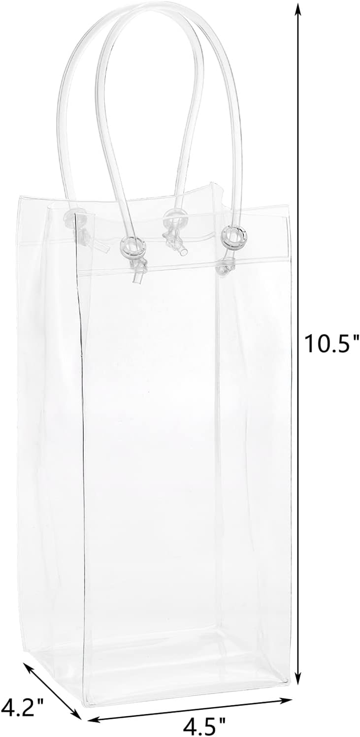 Frcctre 12 Stück Eisweinbeutel, tragbare, faltbare PVC-Weinbeutel, Kühltaschen mit Griff, transparen