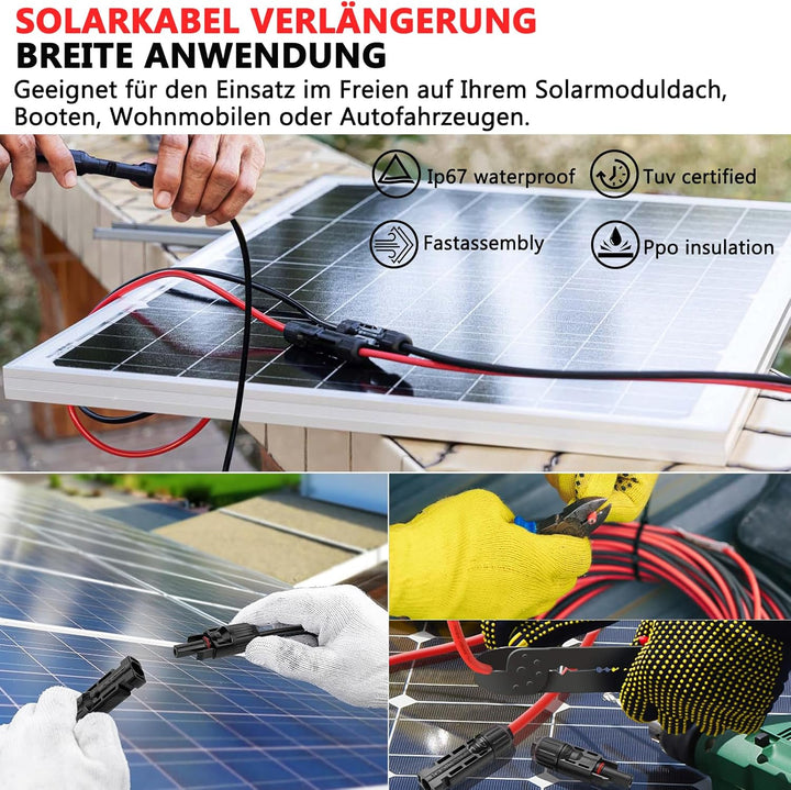 Oududianzi 2x3m Solarkabel 4mm2, Solarkabel Verlängerung 1/2/3/5/10/15/20/30m, Photovoltaik Kabel 4m