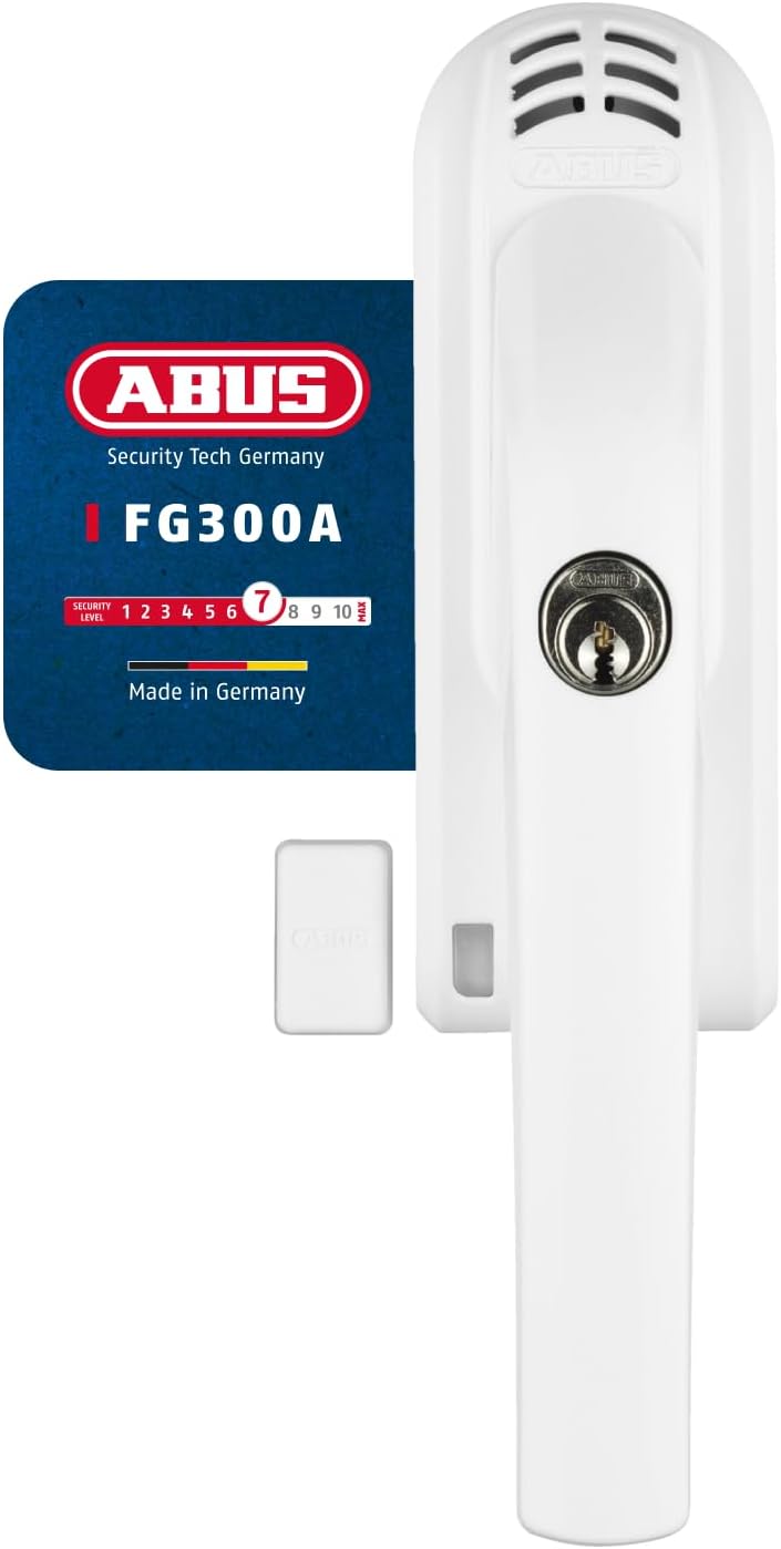 ABUS Abschliessbarer Fenstergriff FG300A AL0125 - Fensterknauf mit Druckzylinder und Alarmfunktion,