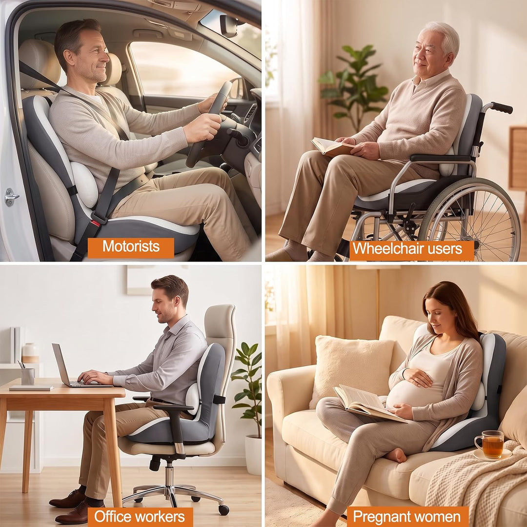 Orthopädisches Sitzkissen mit Rückenlehne, Ergonomische Steissbeinkissen aus Memory-Schaumstoff Anti