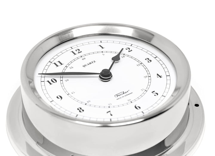 Fischer 1508U-47 - Maritime Quarz-Uhr - 125mm Messgerät mit verchromten Messing-Gehäuse Made in Germ