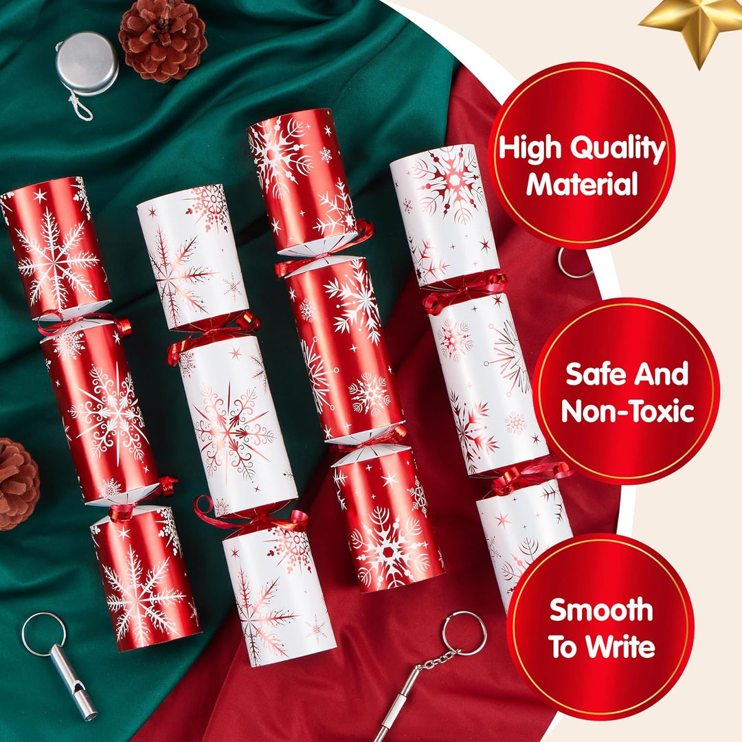 JOYIN 12 Stück Weihnachtsparty-Gastgeschenke ohne Schnappverschluss, rot und weiss, Party-Tischgesch