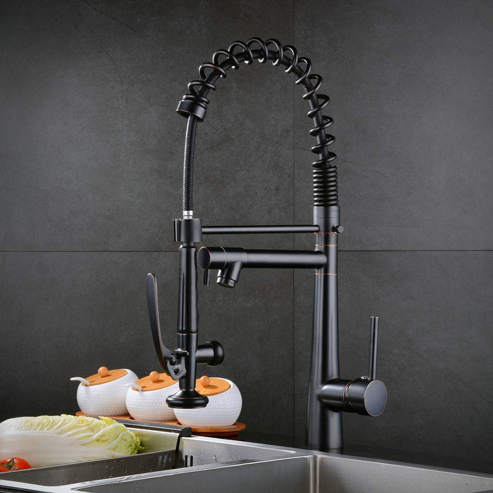 Küchenarmatur mit Herausziehbarer Dual-Spülbrause, 2 Wege Wasserhahn küche Spiralfederhahn 360°drehb
