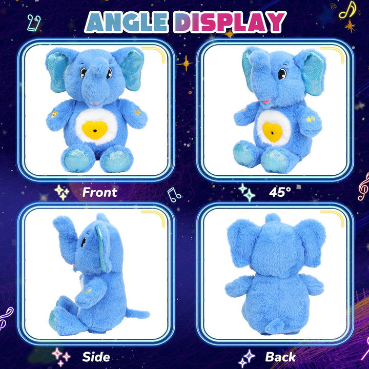 Cuteoy Plüsch Blauer Elefant LED Sternenhimmel Projektor, Musikalisch Einstellbar Singend weicher Pr