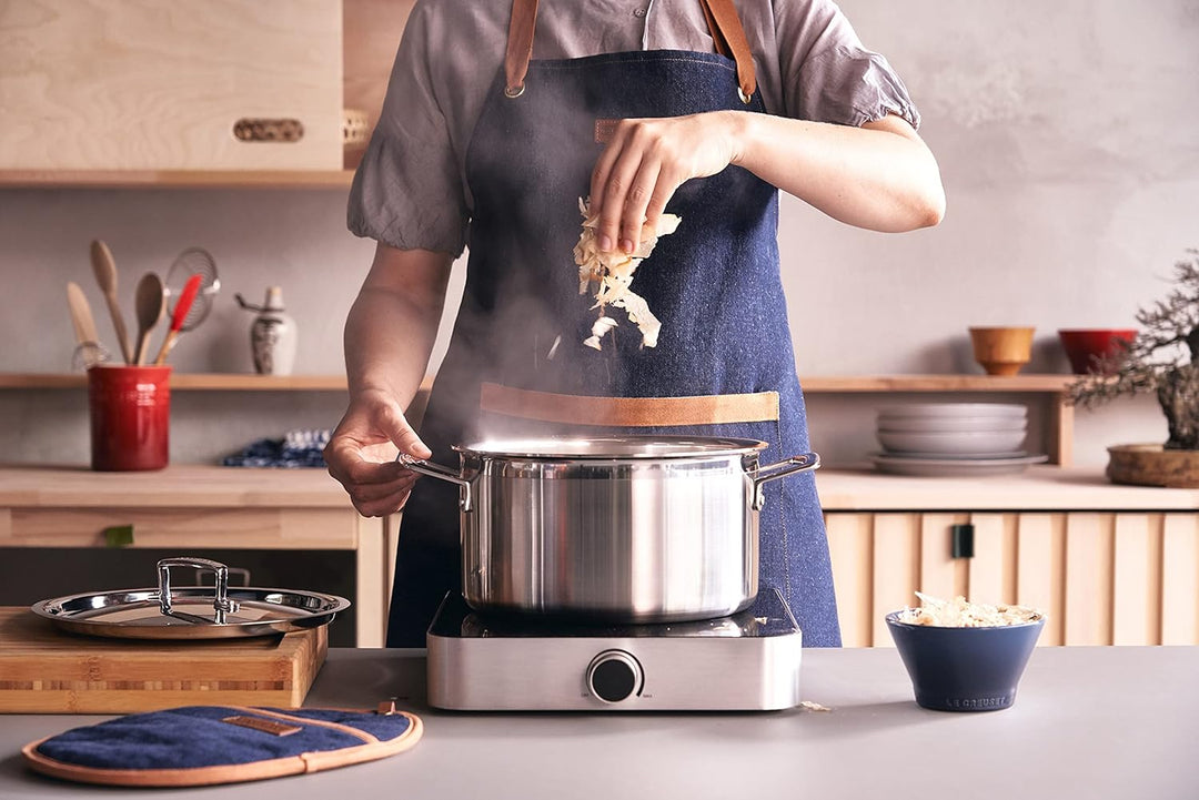 Le Creuset Topflappen, 100% Baumwolle, 12.5 in / 32 cm lang, Dark Blue Denim, 45200007760800, Dark B