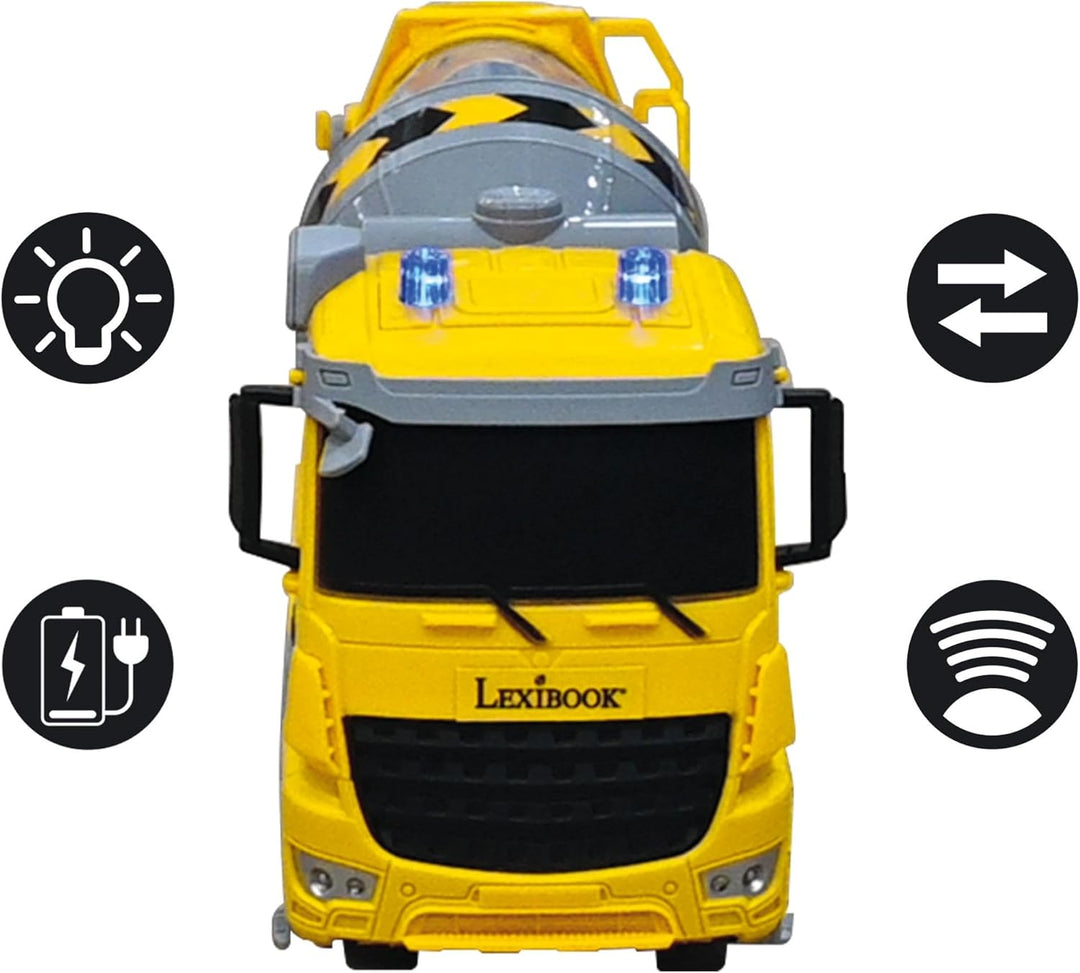 Lexibook, Crosslander® pro RC Betonmischer, Ferngesteuerter LKW-Kreisel, Lichteffekte, 360° drehbare