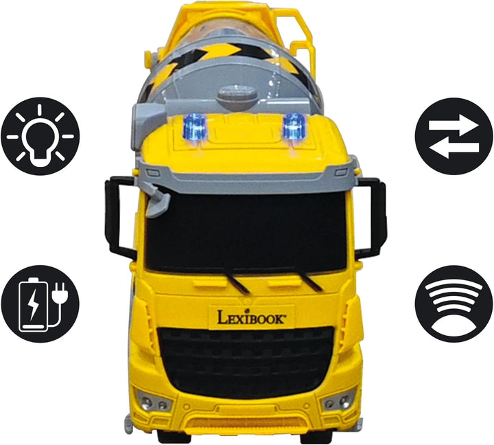 Lexibook, Crosslander® pro RC Betonmischer, Ferngesteuerter LKW-Kreisel, Lichteffekte, 360° drehbare