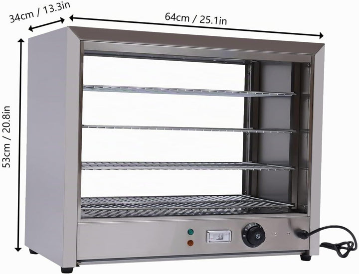 800W 220V Wärmeschrank Speisenwärmer, 4 Etagen Heisse Theke Warmhaltevitrine Aufsatzvitrine, Edelsta