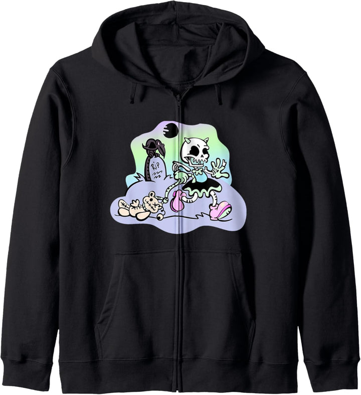 Creepy Skeleton Pastel Goth Soft Grunge Kawaii Clothing Girl Kapuzenjacke