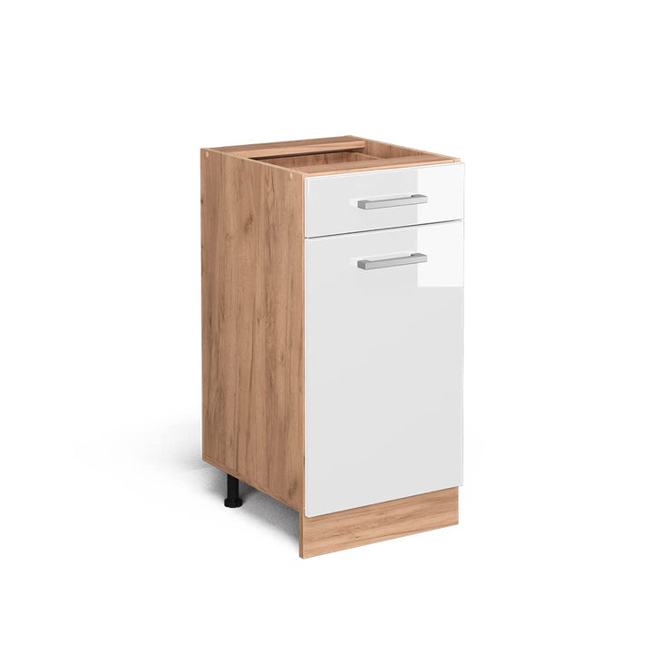 Vicco Küchenunterschrank R-Line, Weiss Hochglanz/Goldkraft Eiche, 40 cm ohne Arbeitsplatte Weiss Hoc