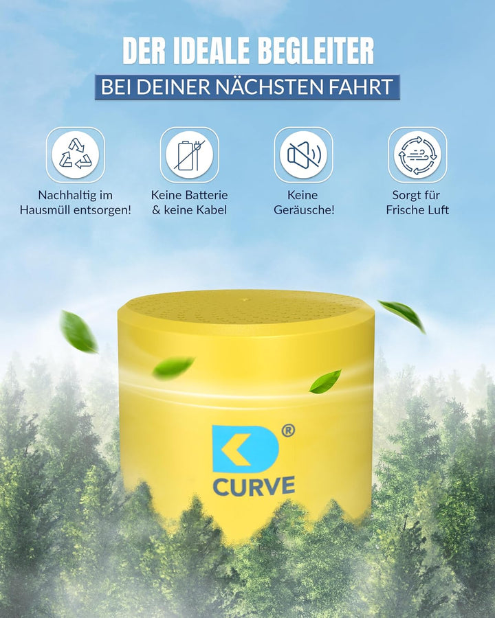 CURVE - Innovativer Luftreiniger mit Granulat - Entfernt 99% Keime und Gerüche - Für Auto, KFZ, LKW,