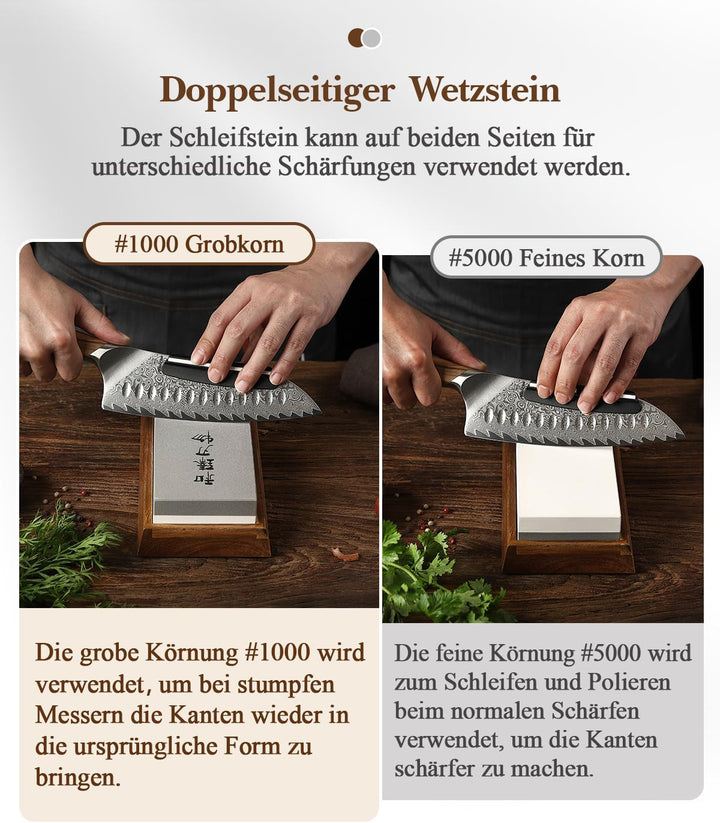 HEZHEN Doppelseitiger Abziehstein, Gross Weisskorund Schleifstein Wetzstein, Professionell Messersch