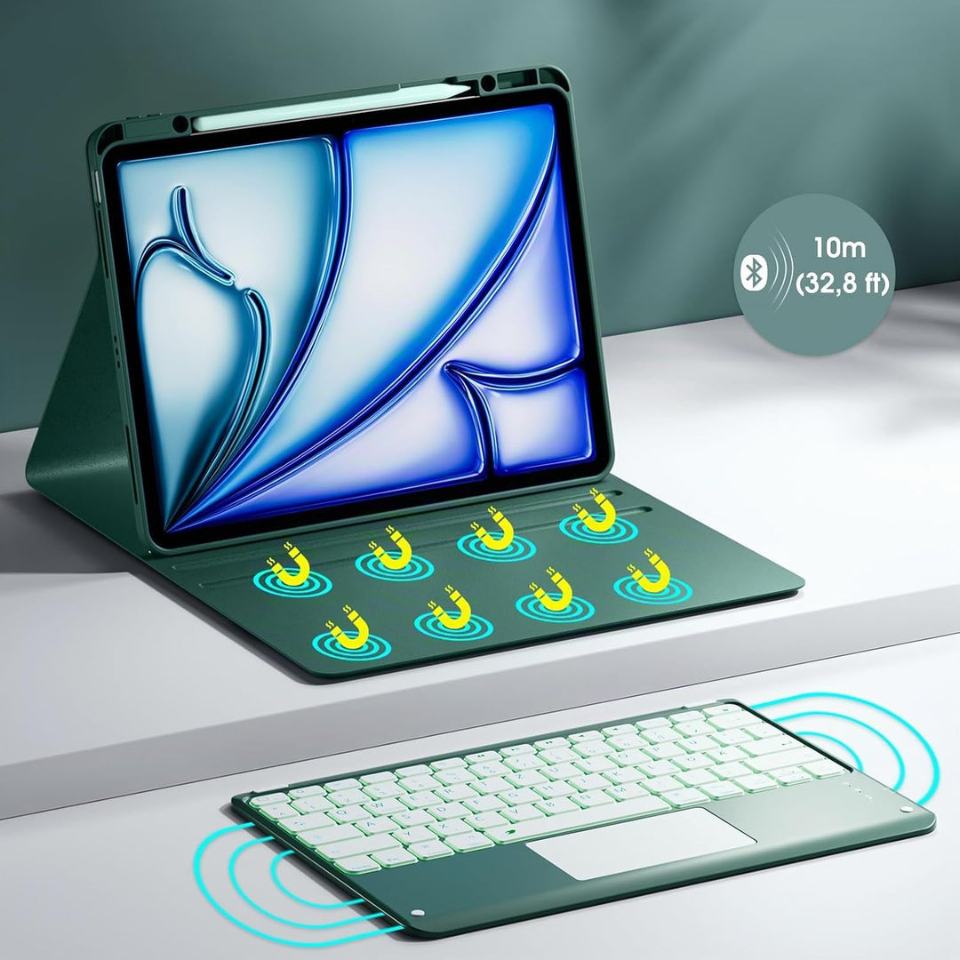 Vobafe Hülle mit Tastatur für iPad Air 13 Zoll M4 M3 M2 (2026/2025/2024), iPad Pro 12.9 (3. 4. 5. 6.