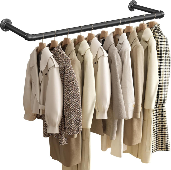 SONGMICS Wandgarderobe, Kleiderstangen für Kleidung aus Industrierohren, platzsparend, 92 x 30 x 7,5