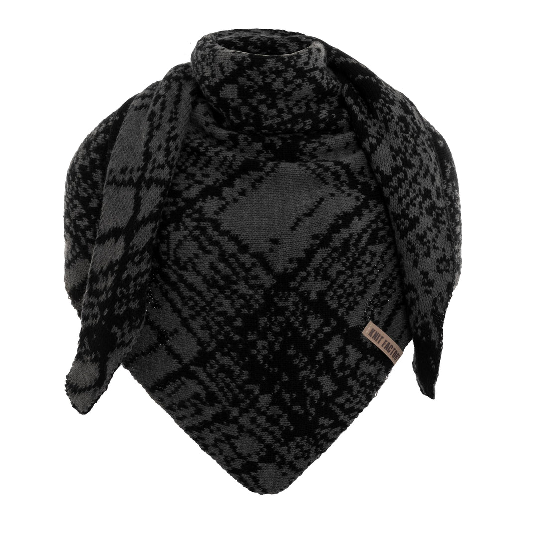 KNIT FACTORY - Lea Dreiecksschal Schwarz/Anthrazit, Schwarz/Anthrazit