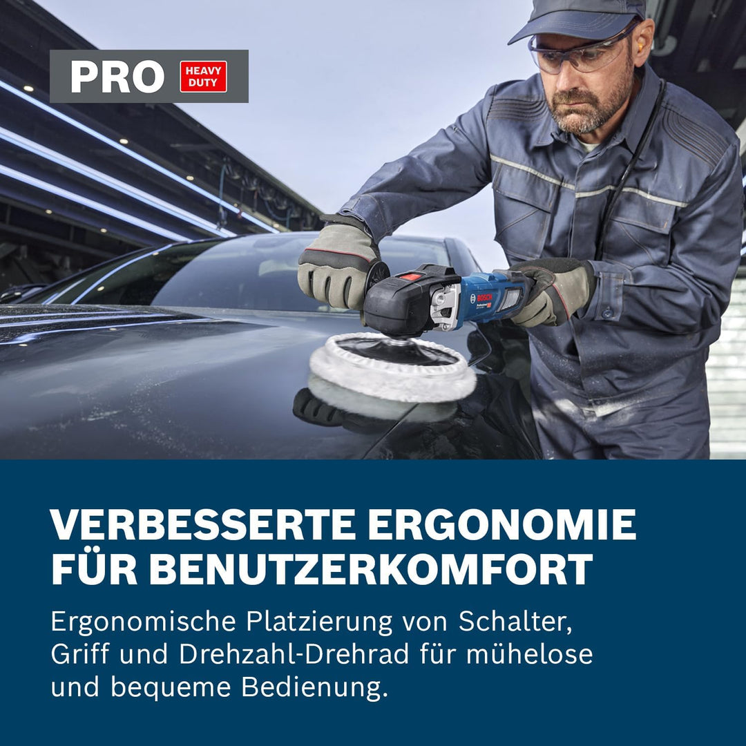 Bosch Professional kabelgebundener Polierer GPO 14-180 S (1400 W, 6 Geschwindigkeitsmodi, inkl. Zusa