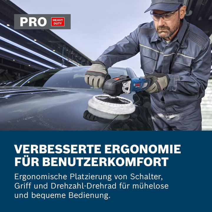 Bosch Professional kabelgebundener Polierer GPO 14-180 S (1400 W, 6 Geschwindigkeitsmodi, inkl. Zusa