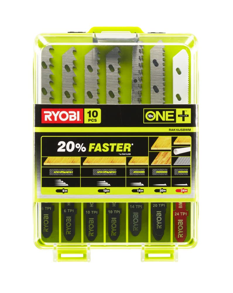 Ryobi Stichsägenblatt Set 10-tlg. RAK10JSBWM (Sägeblatt-Set für Holz, Kunststoff und Metall, für Ryo