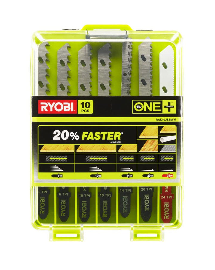 Ryobi Stichsägenblatt Set 10-tlg. RAK10JSBWM (Sägeblatt-Set für Holz, Kunststoff und Metall, für Ryo