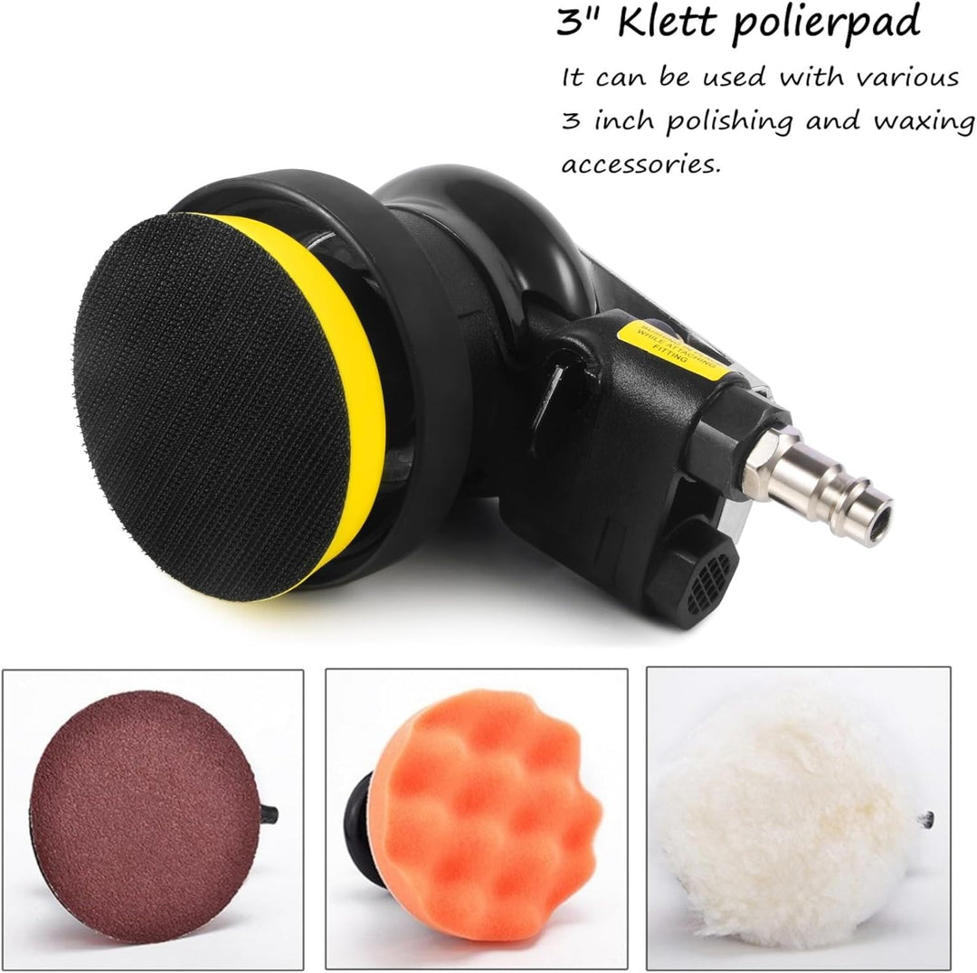 Druckluft Exzenterschleifer 75mm (3"), 10000 RPM, Profi mini Druckluftschleifer Schleifmaschine Poli