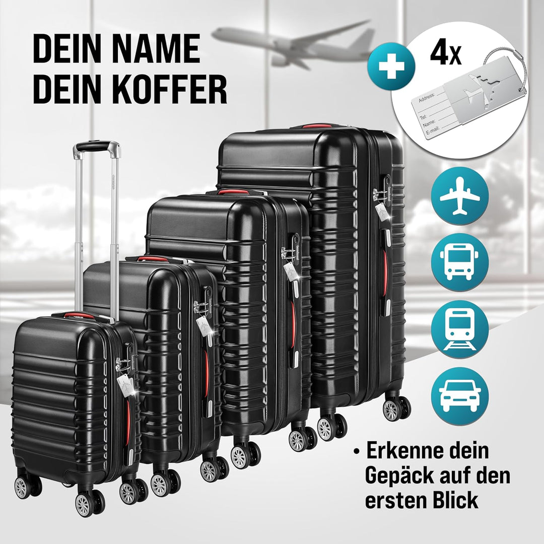 MONZANA® 4tlg Kofferset Schloss Organizer Kofferwaage Gurt Gel-Griffe Zwillingsrollen Standfüsse Tro