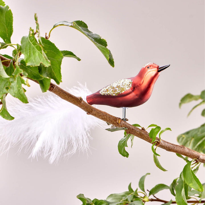 com-four® 6X Vogel auf Clip - glänzende Vögel mit Langen, weissen Schwanzfedern - Zierschmuck für di