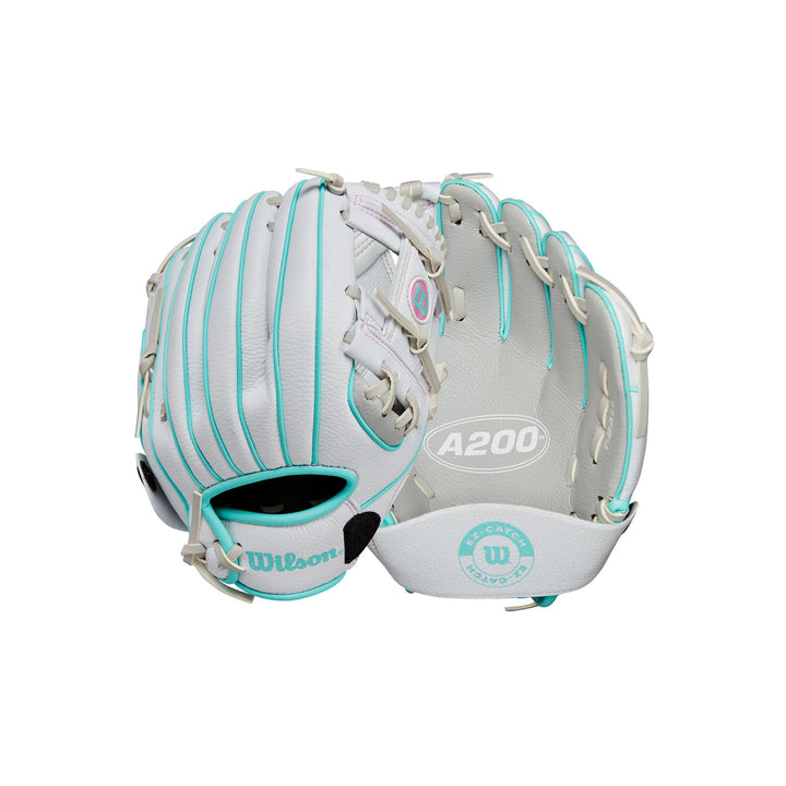 WILSON A200 Silber/Weiss/Blaugrün 10" Rechte Hand Wurf, Silber/Weiss/Blaugrün 10" Rechte Hand Wurf