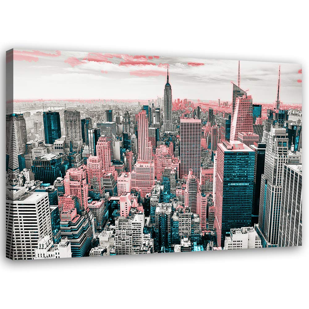 Leinwandbild XXL Manhattan Wandbild Kunst abstract Rosa 120x80 cm Leinwandbild 120x80 cm Rosa_a, Lei