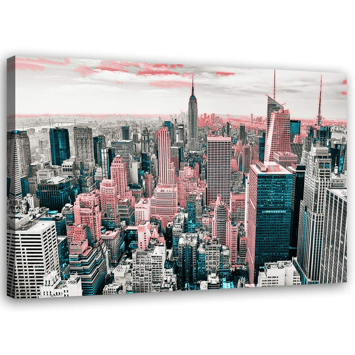 Leinwandbild XXL Manhattan Wandbild Kunst abstract Rosa 120x80 cm Leinwandbild 120x80 cm Rosa_a, Lei