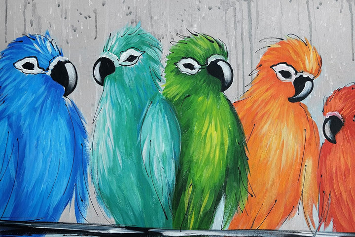 Monica Mirafiori I 100% HANDGEMALT I Gemälde Sittiche 100x50cm | Gemälde Handgemalt | Acrylgemälde |