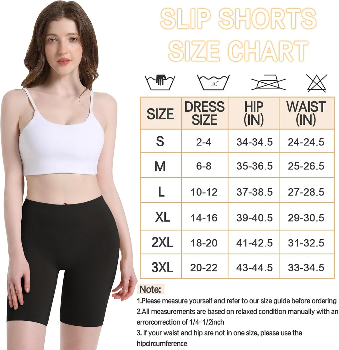 Damen Shorts Radlerhose Kurze, 3er Pack Anti Scheuern Unterhose für unter Kleider, Nahtlos Hohe Tail