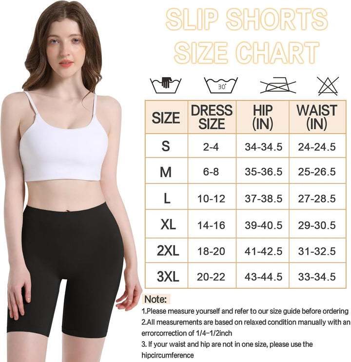 Damen Shorts Radlerhose Kurze, 3er Pack Anti Scheuern Unterhose für unter Kleider, Nahtlos Hohe Tail