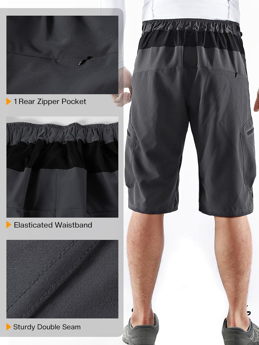 ARSUXEO Herren Radhose Loose Fit MTB Shorts Wasserabweisende Outdoor Sporthose mit 7 Taschen 1202 S