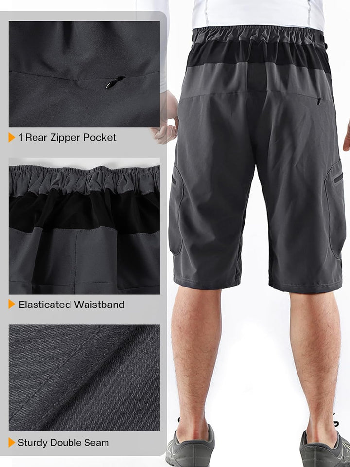 ARSUXEO Herren Radhose Loose Fit MTB Shorts Wasserabweisende Outdoor Sporthose mit 7 Taschen 1202 S