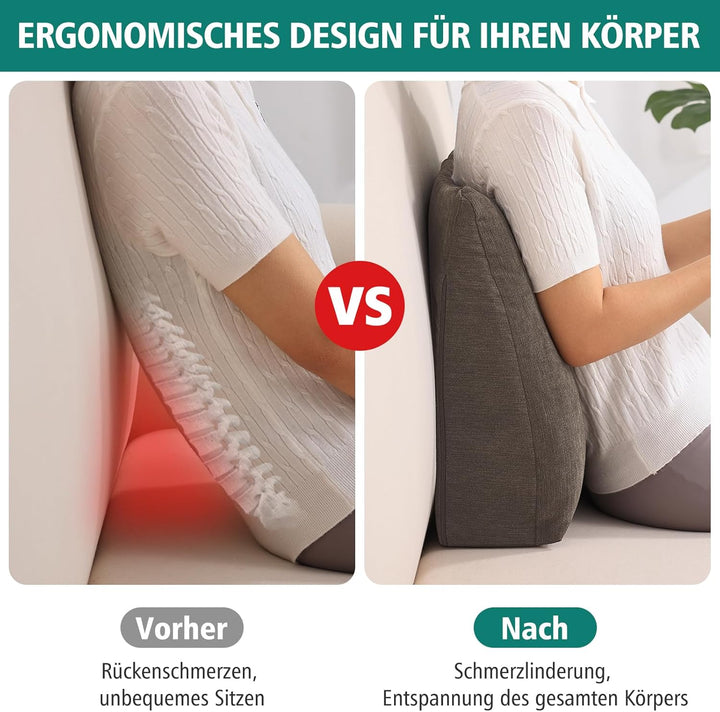 Ergonomisches Rückenkissen für Sofa und Bett, Weiches Keilkissen mit Memory Schaum, Komfortables Les