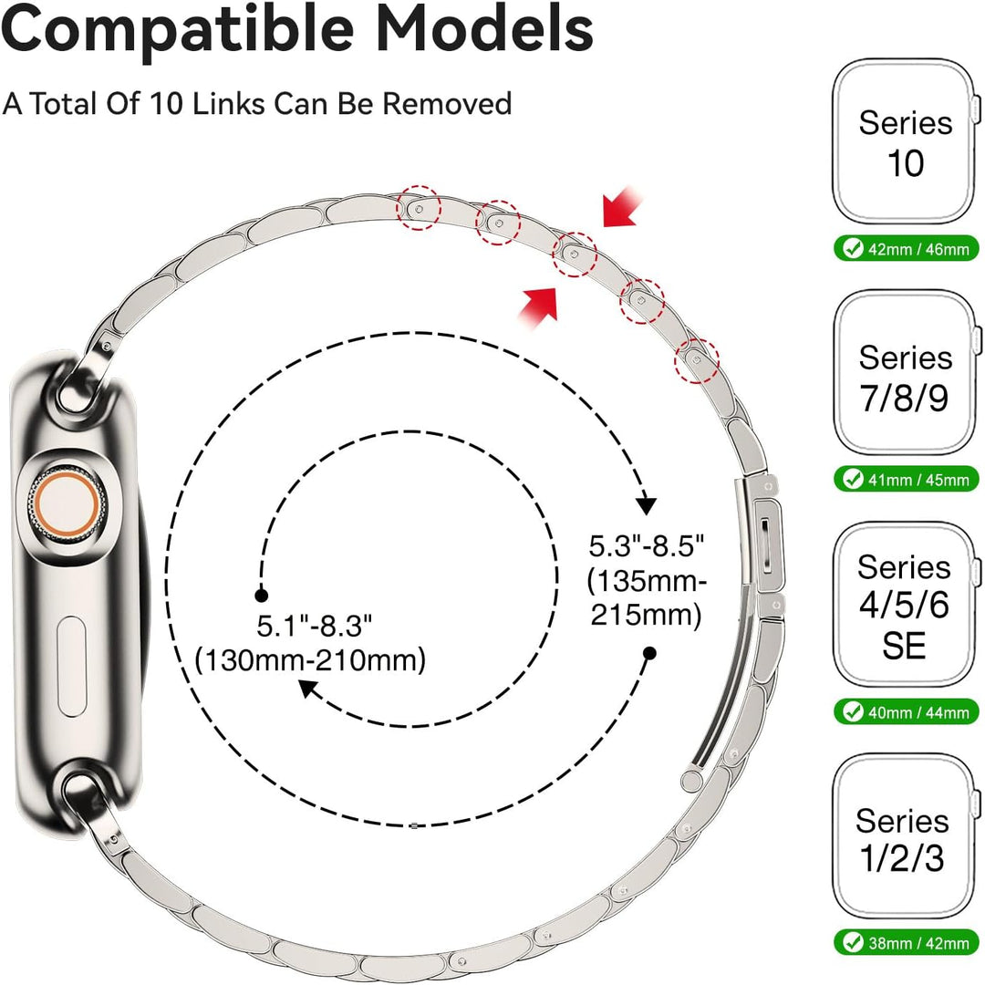 Metall Kompatibel mit Apple Watch Armband 42mm(Series 11 10) 40mm 41mm 38mm, Damen Herren Edelstahl