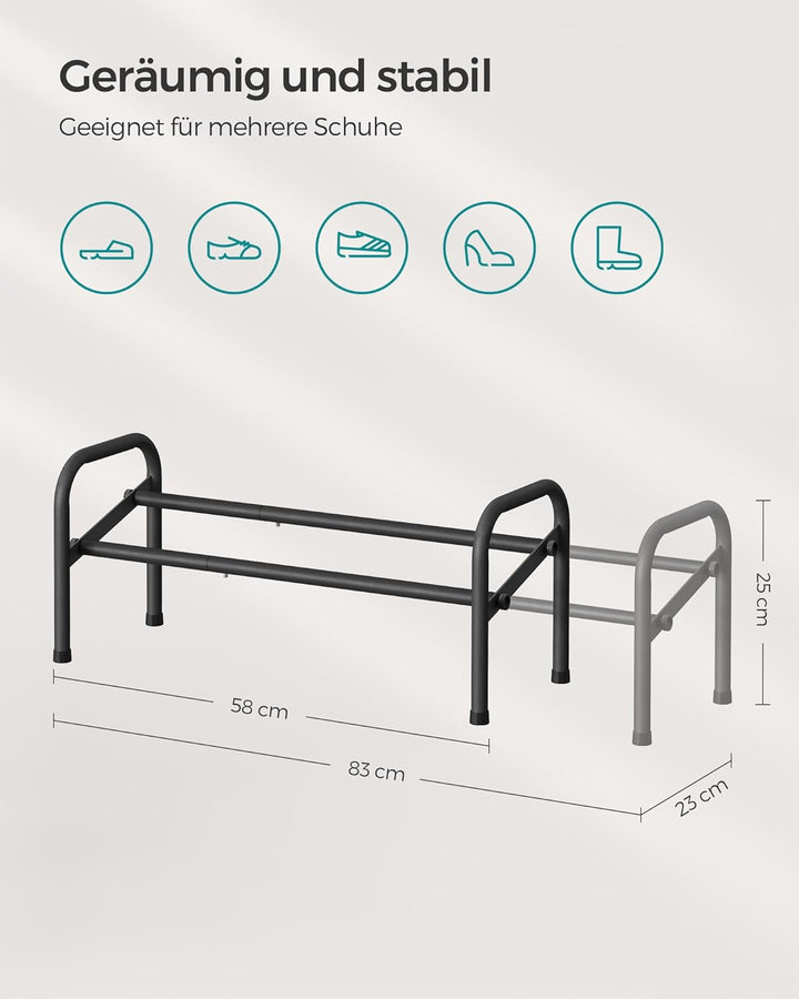 SONGMICS Schuhregal, Schuhständer, 1 Ebene, Metallregal, verstellbar, Schuhe,Standregal, für Flur, G