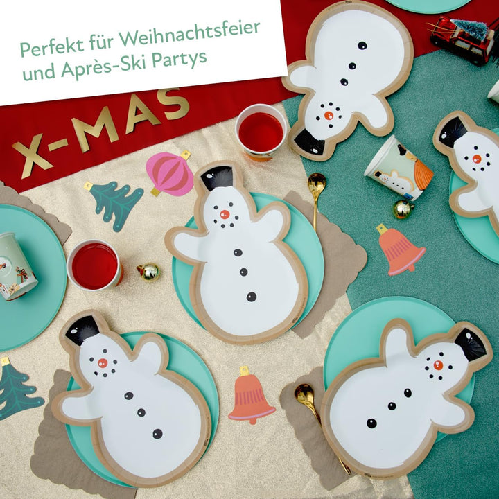 PARTY PARTY 64 Teile Weihnachten Party Set, PARTYGESCHIRR Partybecher, Pappteller, Servietten, Schne