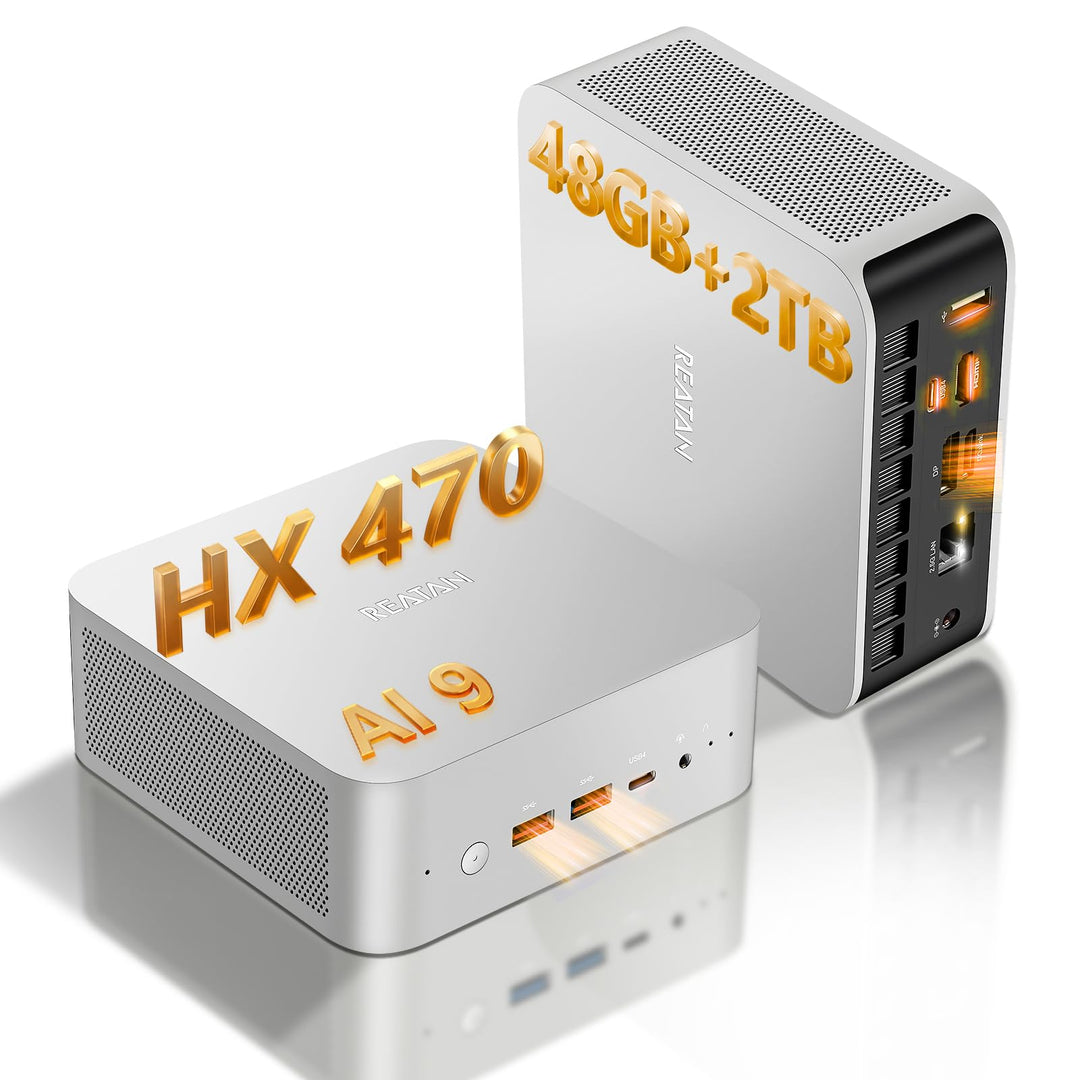 Reatan X8-HK 470 mini PC, AMD Ryzen AI 9 HX-470 (12C/24T, up to 5.2 GHz),48GB DDR5, 2TB SSD,Radeon 8