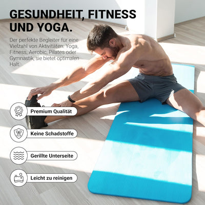 MSPORTS Gymnastikmatte Premium inkl. Tragegurt + Übungsposter + Workout App I Hautfreundliche Fitnes