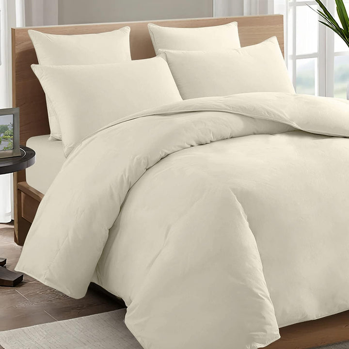 Pizuna 600 Fadenzahl aus Baumwolle Bettwäsche Neu Elfenbein, 100% Langstaple Baumwolle Bettbezug und